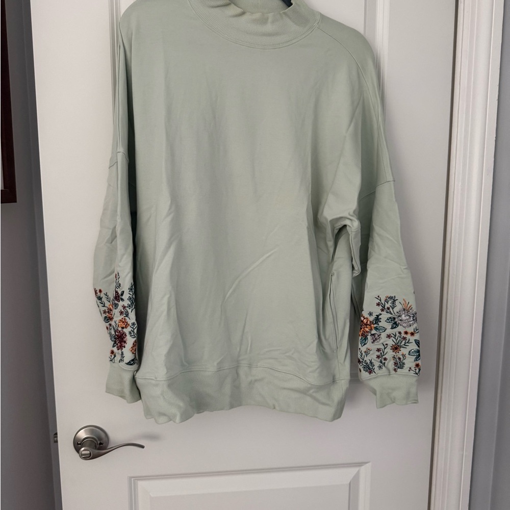 Floral Sleeve Sweatshirt - Green